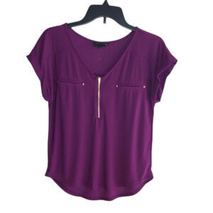 Flower and feather purple blouse